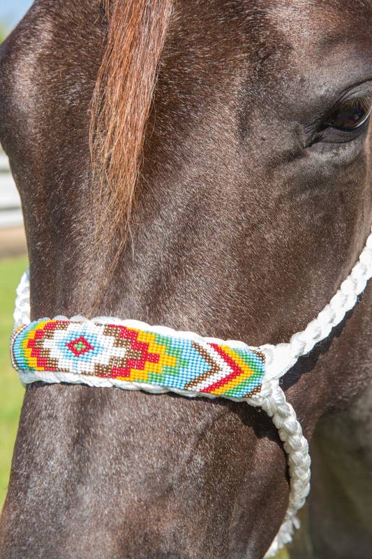 thumbnail image 2 of Showman Beaded Chevron Nose Cowboy Knot Rope Halter With 7' Lead – Nylon 2 of 6