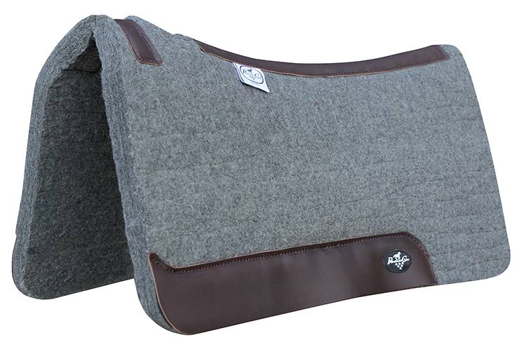 Chocolate Grey 100% Pressed Wool Saddle Pad with Brown Stitching