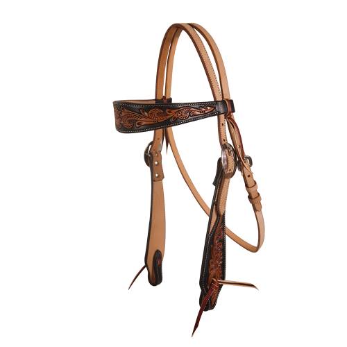 Black Floral Roughout Browband Headstall