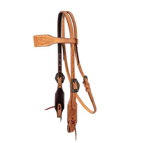 Floral Rough-Out Browband Headstall