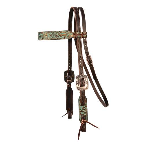 ⅝” Tapered Copper Emerald Browband Headstall