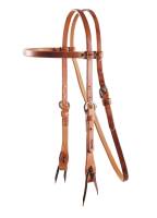 Headstalls - Browband Headstalls - Cowboy Laced Browband Headstall - Nickel-Plated Double Buckles