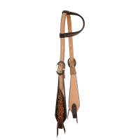 Professional's Choice Collection - Black Floral Roughout  - Single Ear Black Floral Roughtout Headstall