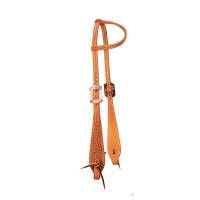 One-Ear Swell Cheek  Natural Floral Headstall